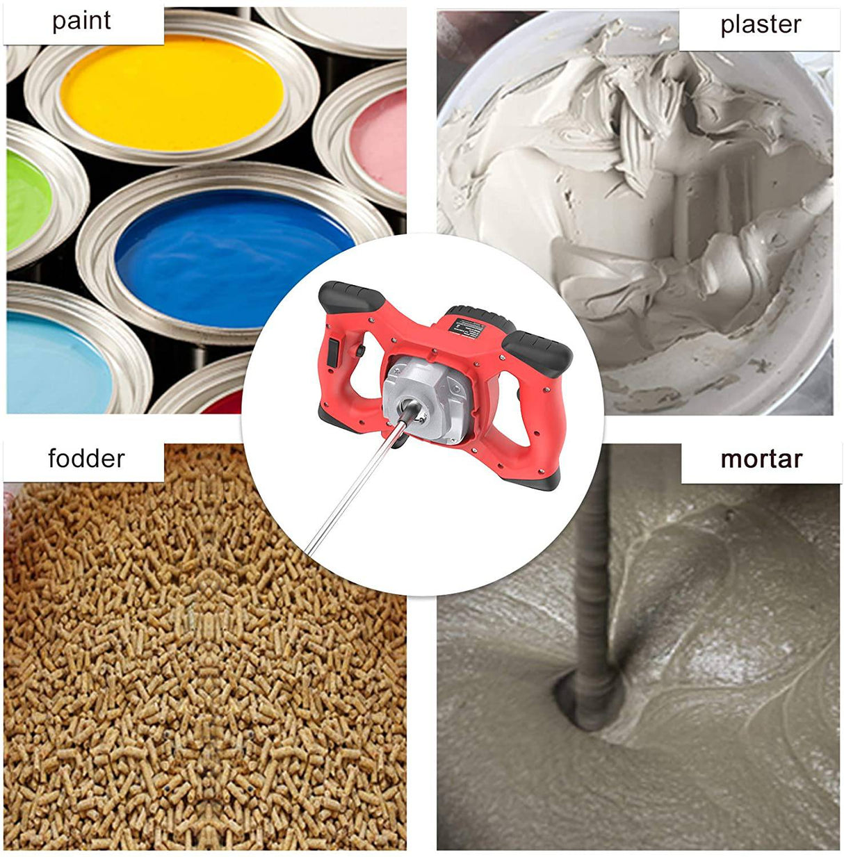 IMAYCC Mezcladores de concreto portátiles 2100W Ajustable 6 velocidades Mezclador de cemento de concreto eléctrico portátil Thinset Mortero Lechada Yeso Mezclador de pintura Herramienta de agitación AC 110V - DIGVICE MX