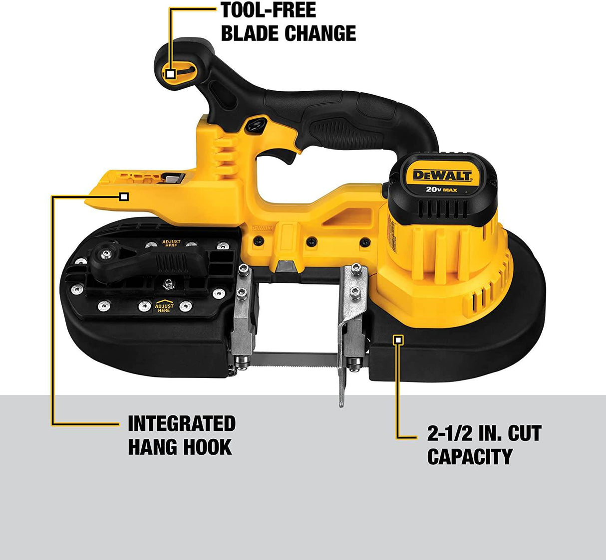 Sierra de cinta portátil DEWALT 20V MAX*, solo herramienta (DCS371B) - DIGVICE MX
