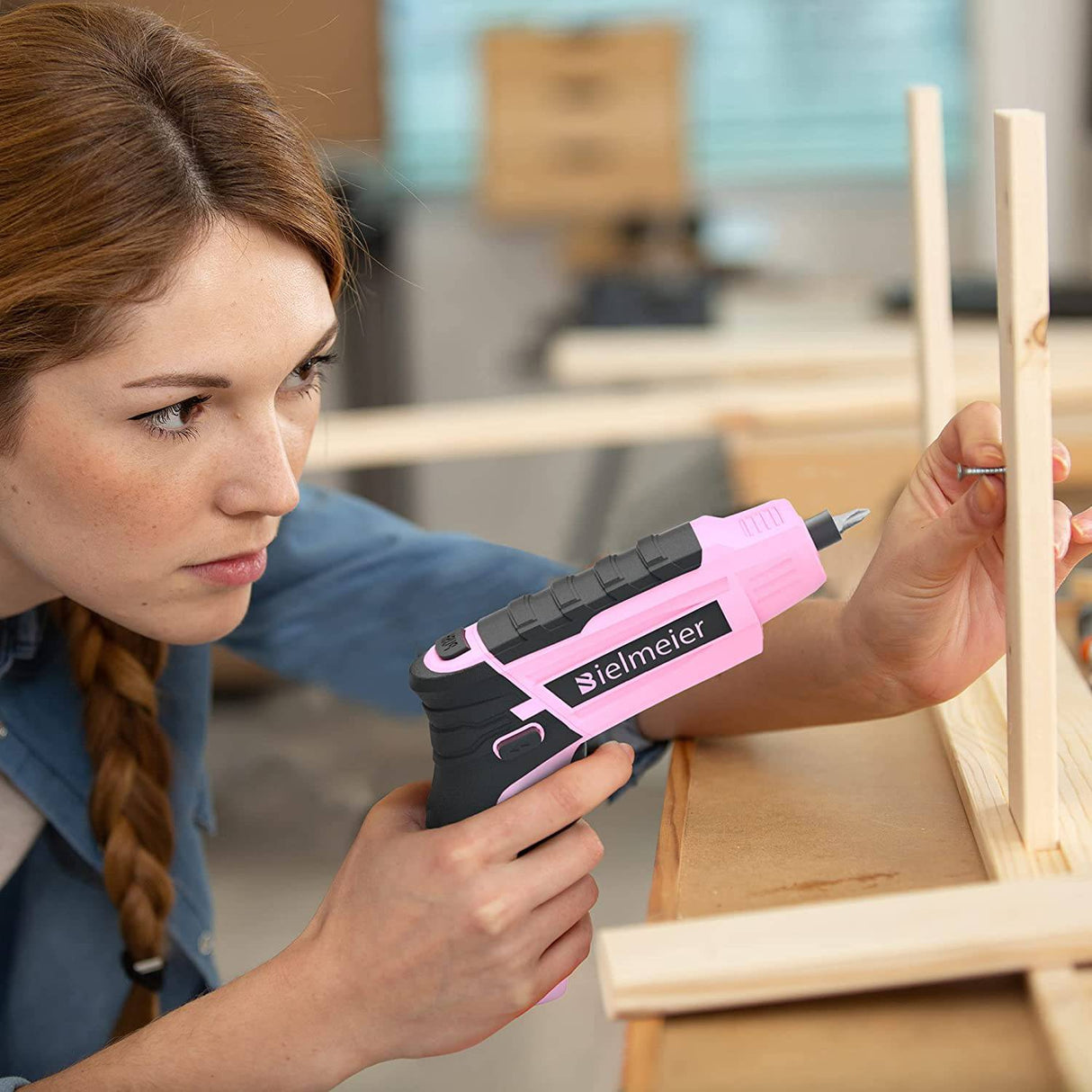 Bielmeier Pink Destornillador eléctrico Kit 5N.m, 4V Batería de iones de litio Destornillador inalámbrico Recargable con luz LED y cable de carga USB, 27 piezas Accesorios - DIGVICE MX