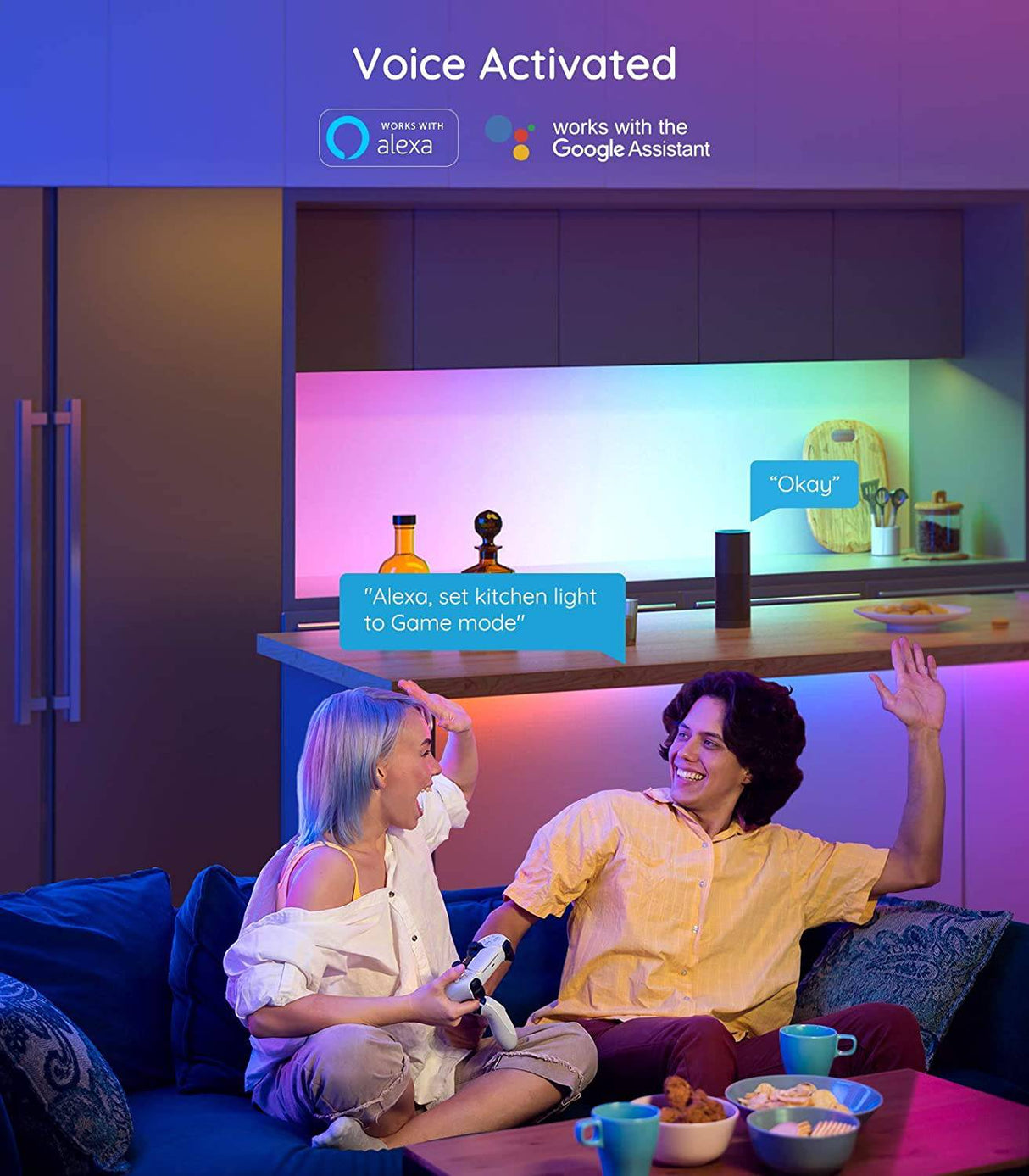 Govee Tira de luces LED RGBIC de 16.4 pies, control segmentado de luces LED que cambian de color WiFi, funciona con Alexa y Google Assistant, luces LED de música para dormitorio, cocina, fiesta de Navidad - DIGVICE MX