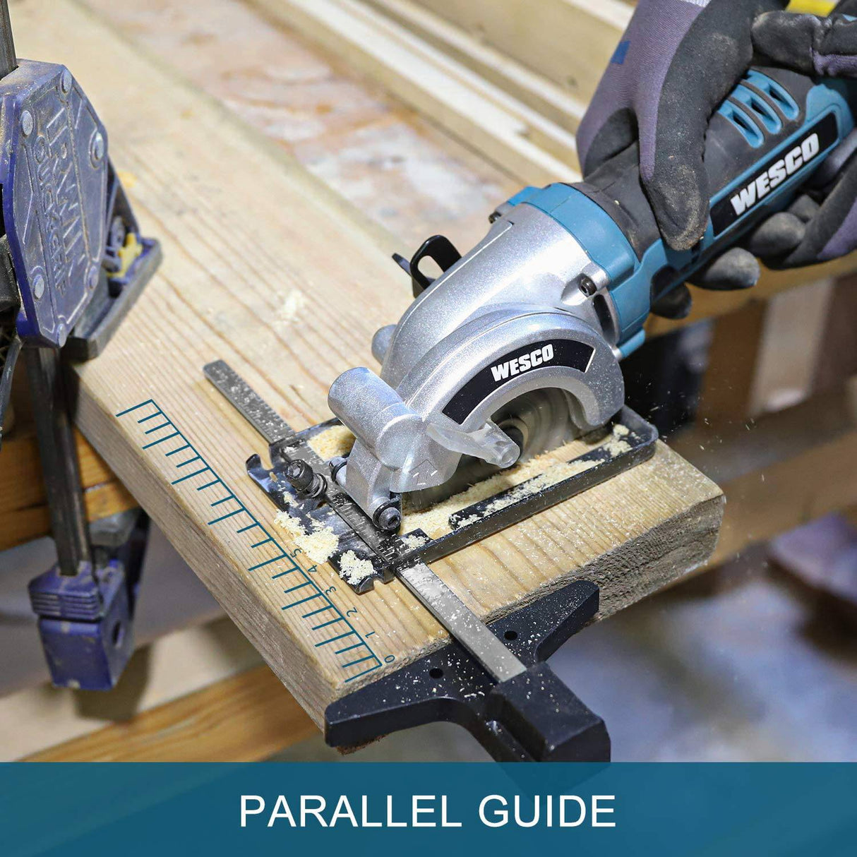 WESCO Mini sierra circular, 20 V 3-3/8 pulgadas, sierras de pista de mano inalámbricas, profundidad de corte máxima 1-1/8 pulgadas, mit guía paralela, hoja TCT 24T, para madera, hormigón, paneles de yeso, metal blando, azulejos y cortes de plástico - DIGVICE MX