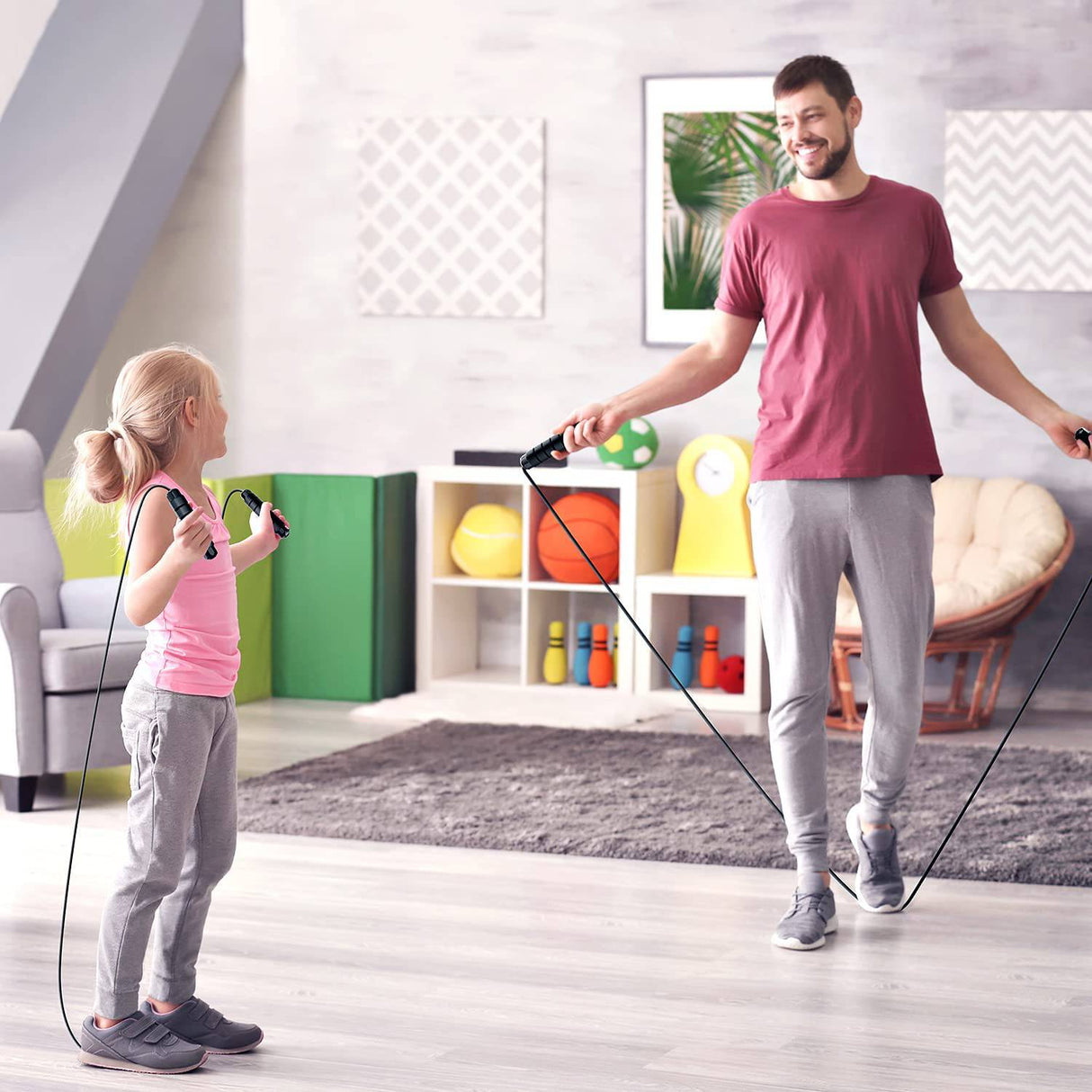 Loocio - Cuerda para saltar, cable de cuerda para saltar de velocidad rápida sin enredos con rodamientos de bolas