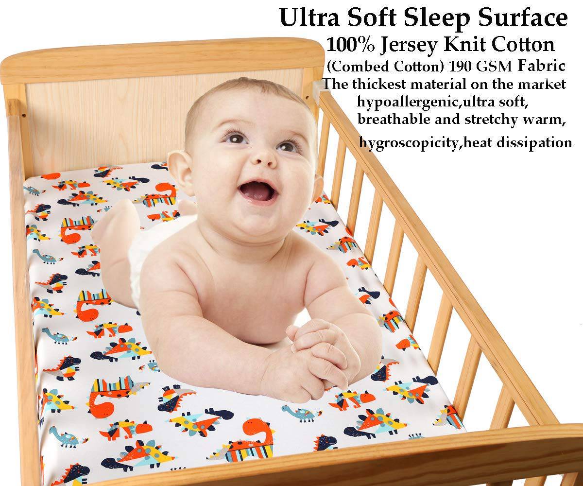 KNLPRUHK - Pack n Play Playard Juego de sábanas, 3 unidades, 100 % algodón de punto jersey, sábanas ajustables portátiles para minicuna, para bebé, niño, ultrasuave, elástico, lindo dinosaurio, elefante, león, caballo, koala - DIGVICE MX