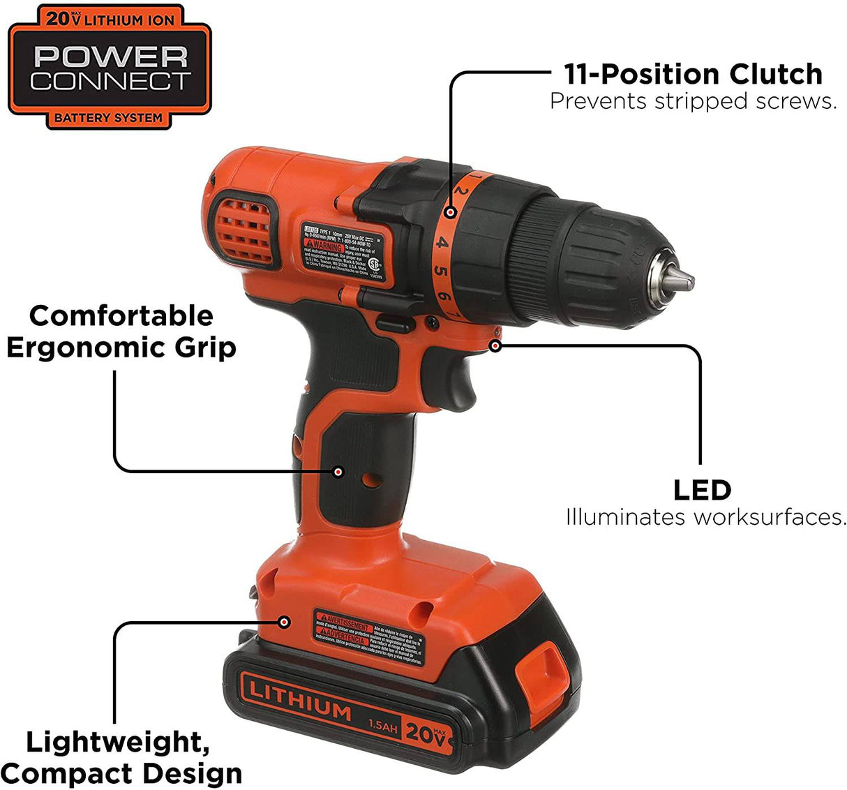 BLACK+DECKER ldX120pack 20V max Taladro Inalámbrico y Kit - DIGVICE MX