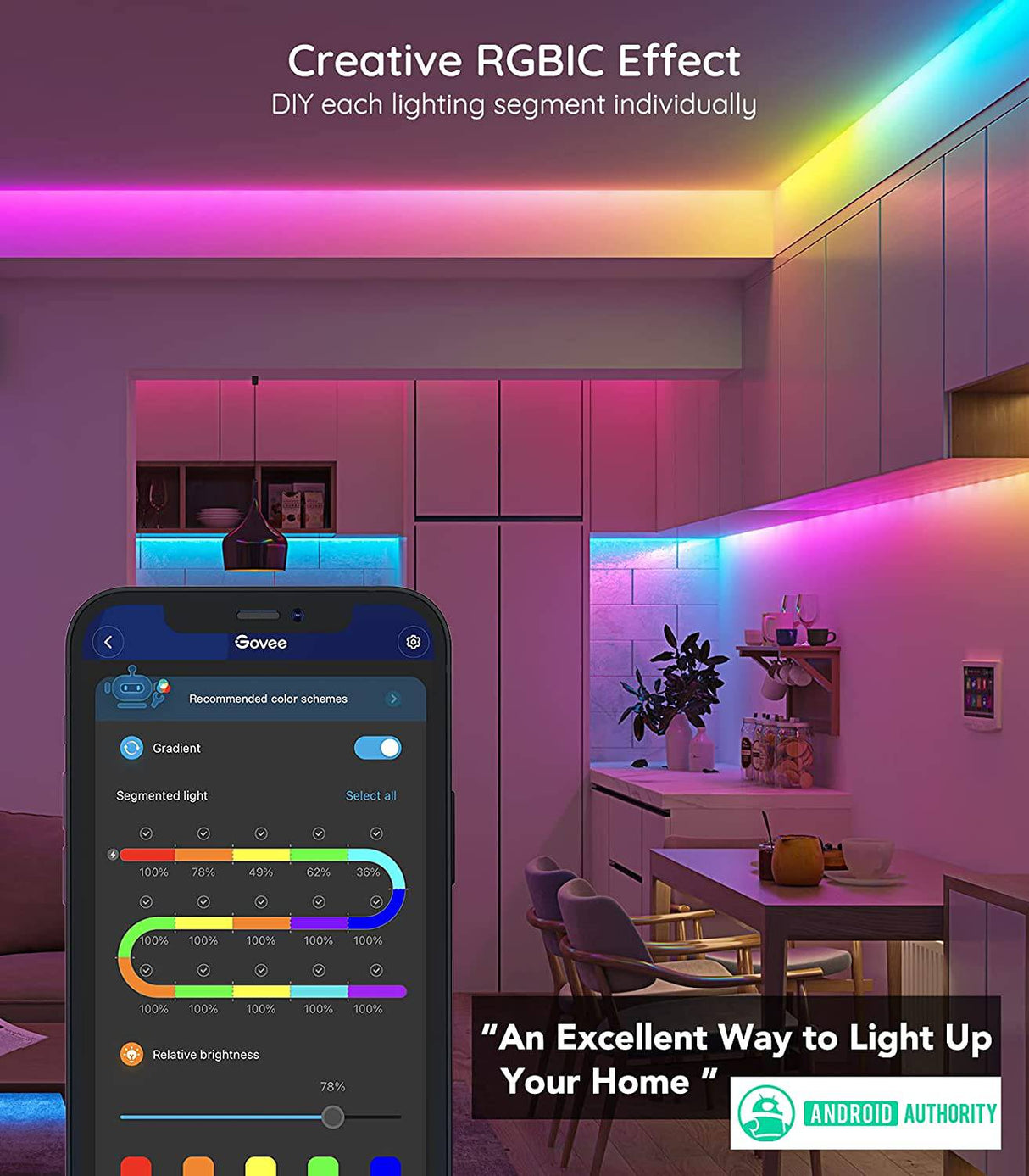 Govee Tira de luces LED RGBIC de 16.4 pies, control segmentado de luces LED que cambian de color WiFi, funciona con Alexa y Google Assistant, luces LED de música para dormitorio, cocina, fiesta de Navidad - DIGVICE MX