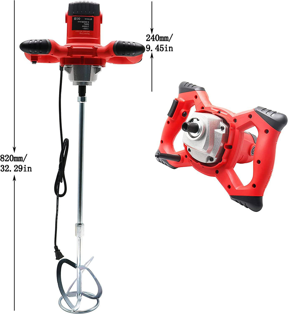 CXCESNS - Plataforma de perforación mezcladora de concreto portátil eléctrica de 2100 W, mezcladora de cemento portátil con varilla, ajuste de 6 velocidades 110v, adecuada para mezclar cemento, mortero, pintura - DIGVICE MX