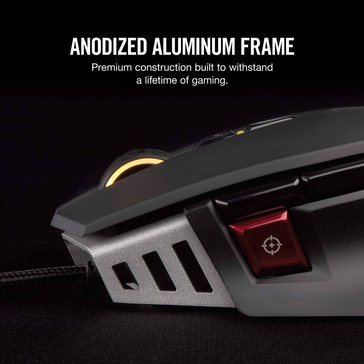 Corsair M65 RGB Elite - Ratón para juegos FPS y MOBA con cable - Peso y equilibrio ajustables - Marco de aluminio duradero - Sensor óptico de 18,000 DPI, negro