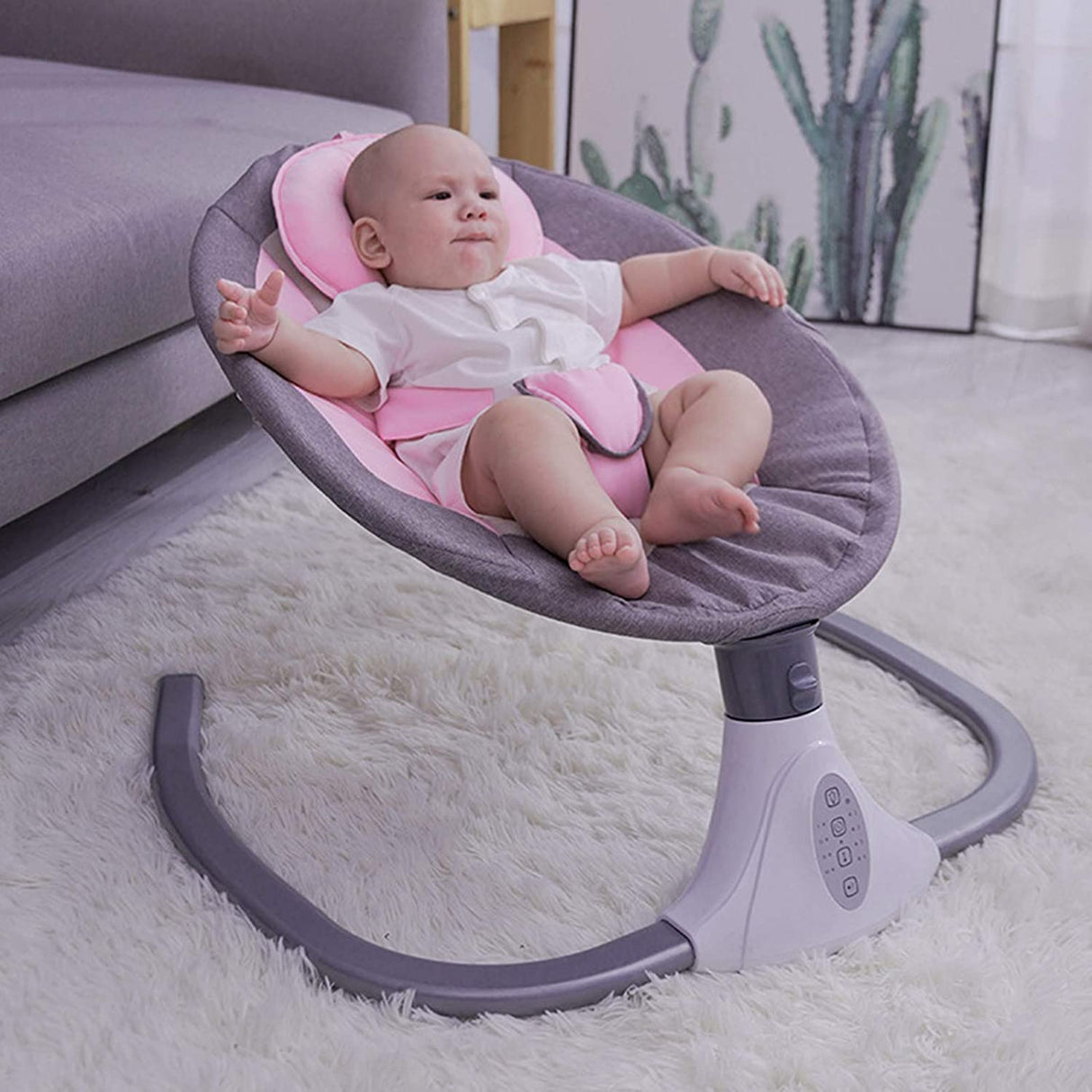 DNYSYSJ - Hamaca para bebé con música y juguetes, silla columpio con función Bluetooth, asiento basculante de cuna mecedora hinchable para bebés recién nacidos de 0 a 12 meses (rosa) - DIGVICE MX