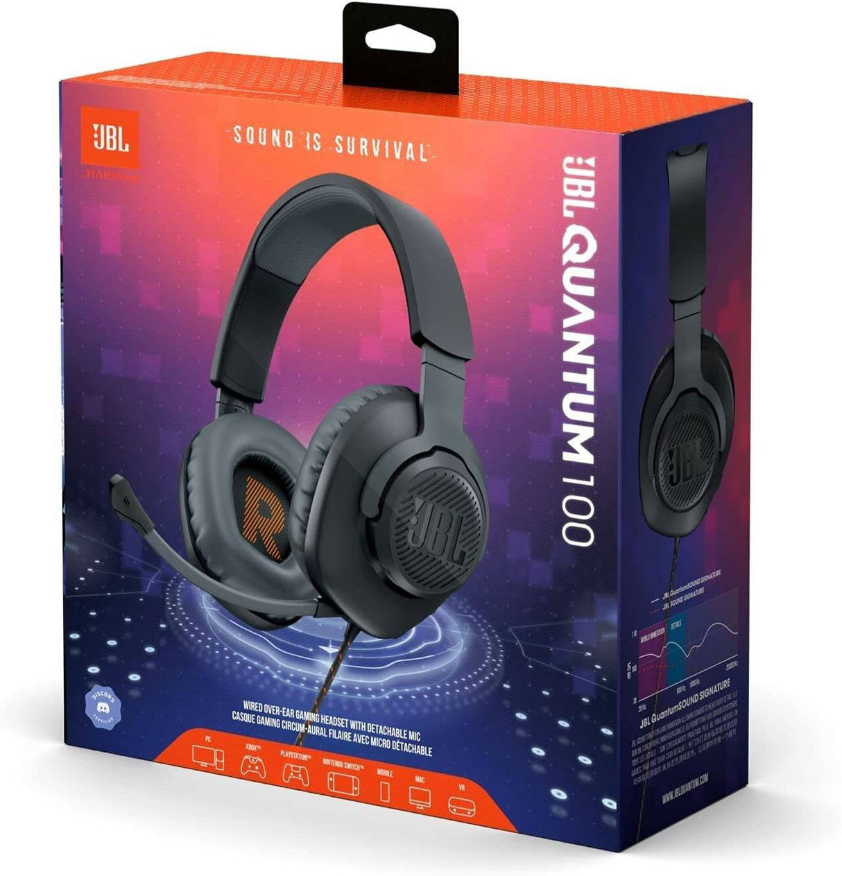 JBL Quantum 100 - Auriculares supraaurales con cable para juegos - Negro