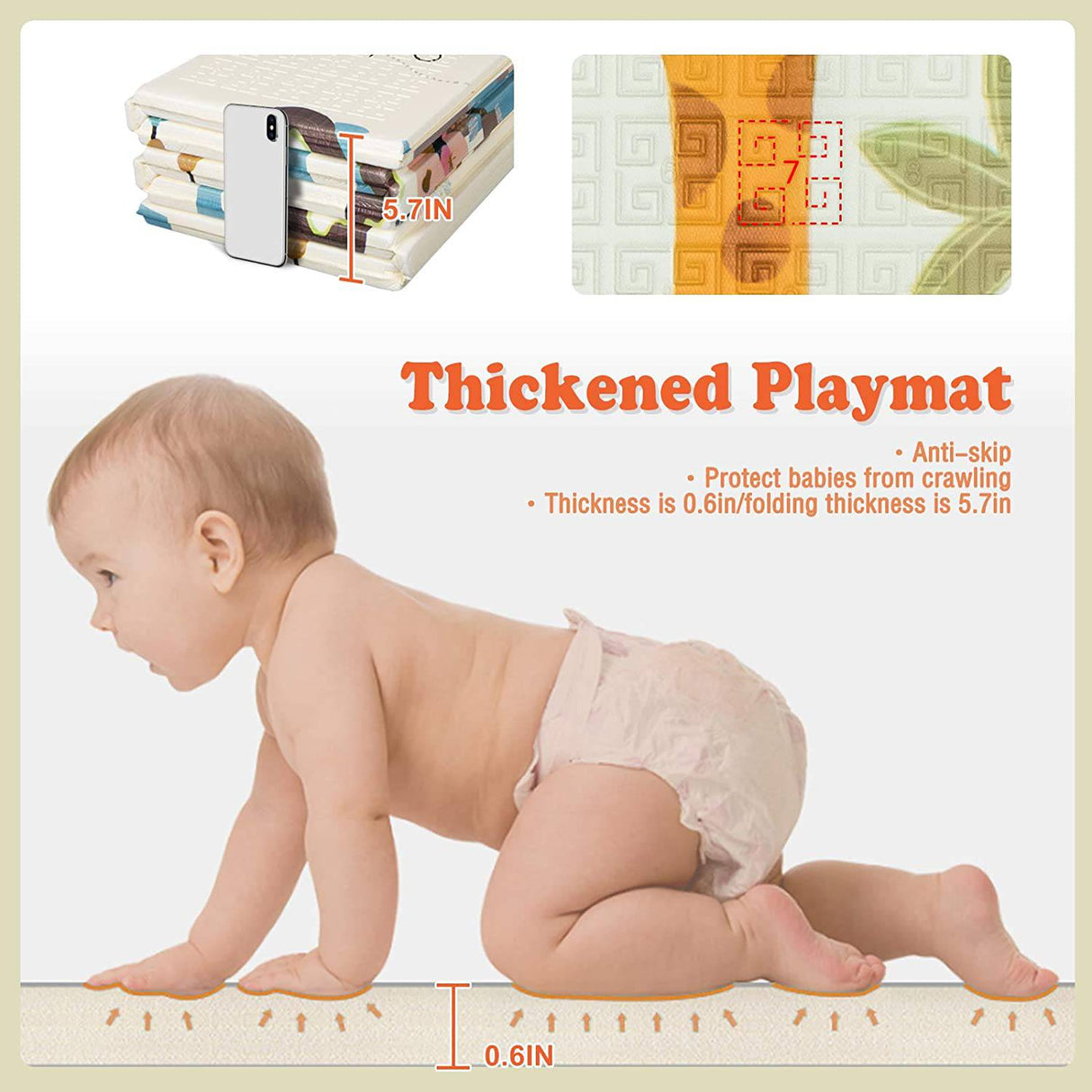 UANLAUO Baby Play Mat, Playmat, Baby Mat Plegable Extra Grande Espuma Gruesa Crawling Playmats Reversible Impermeable Portátil Playmat para Bebés - DIGVICE MX