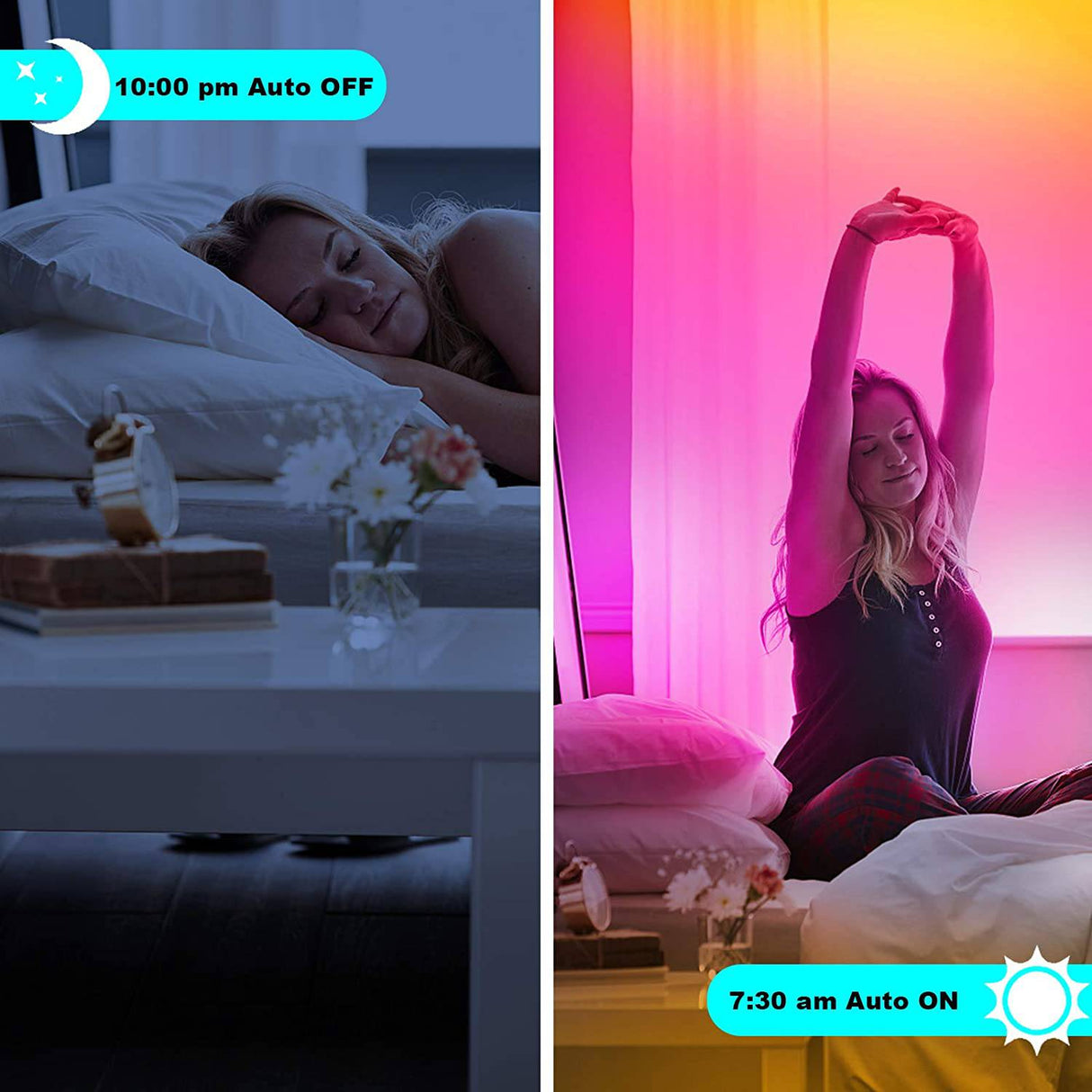 dalattin Smart WiFi tira de luces LED de 50 pies, 2 rollos de 25 pies, compatible con Alexa LED Lights Music Sync 5050 16 millones de colores que cambian la aplicación del teléfono y 24 teclas remotas para Roma, cocina - DIGVICE MX