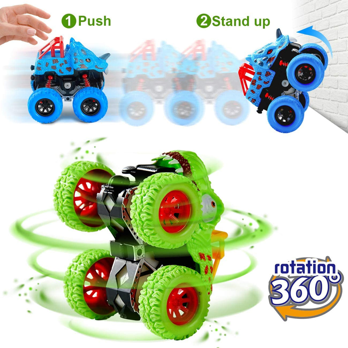 LODBY 2-Pack Double-Directions Push and Go Dinosaur Vehicles Juguetes Juegos para niños - B08JLRXGZ7