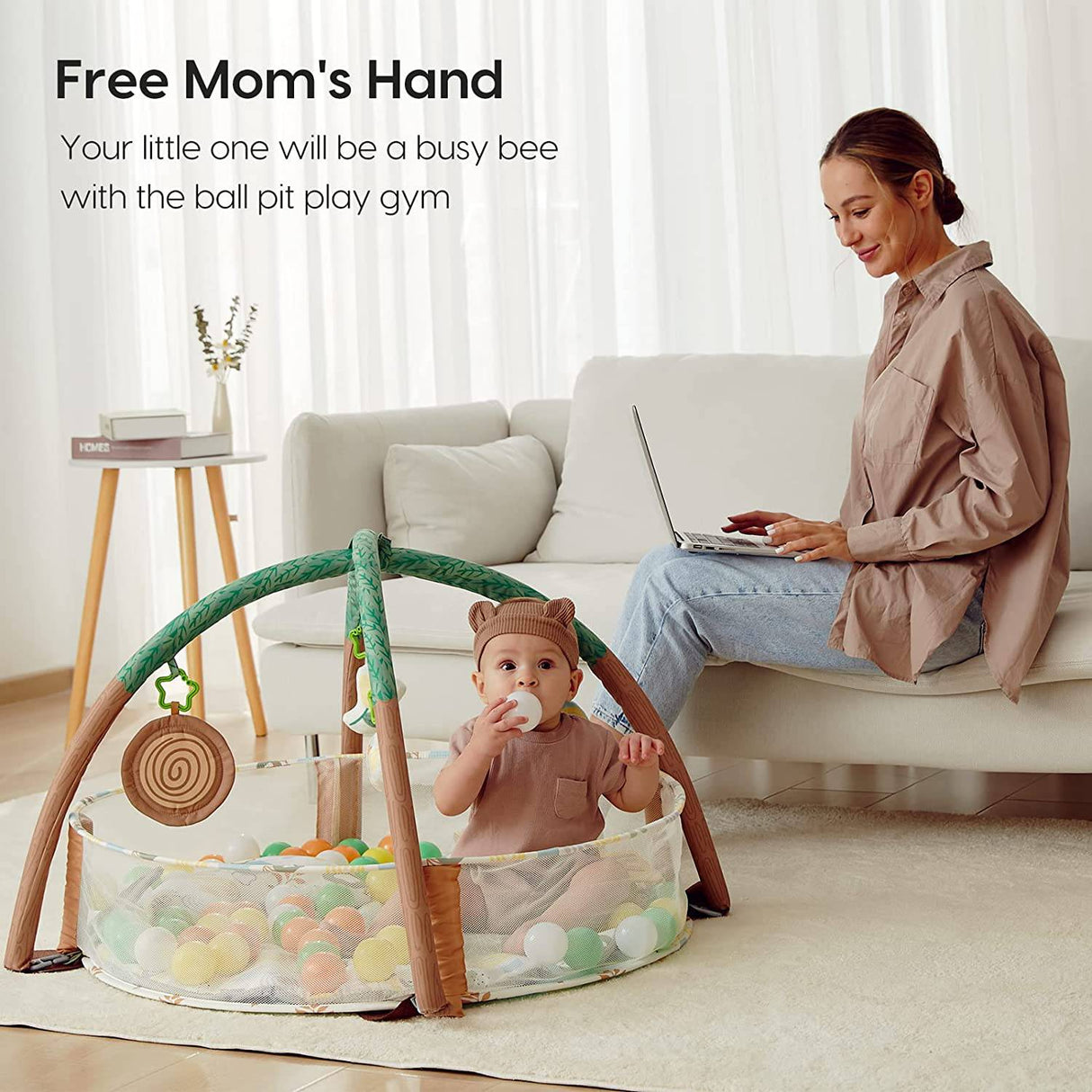 Lupantte Gimnasio de juegos para bebés 4 en 1, hoyo de pelota con alfombrilla de tiempo de barriga antideslizante desmontable con juguetes sensoriales para recién nacidos y niños pequeños para desarrollar motor y cognición, incluye 40 bolas - DIGVICE MX