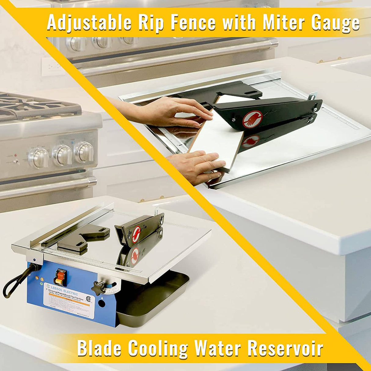 Leegol - Sierra eléctrica de banco para azulejos húmedos de 7 pulgadas - Sierra de mesa portátil para cortar azulejos de porcelana con sistema de agua - DIGVICE MX