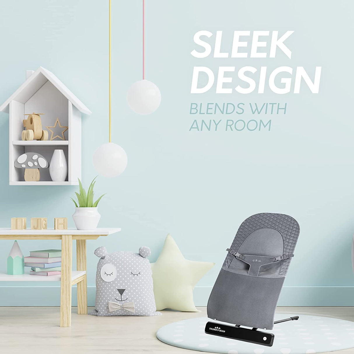 Children of Design Mecedora eléctrica para bebés, recién nacidos y bebés, columpio portátil para bebés y asiento mecedor con música y balanceo y vibraciones naturales, múltiples posiciones + control remoto - gris - DIGVICE MX