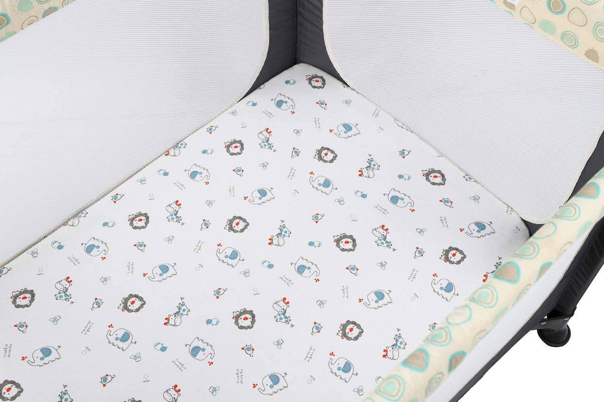 KNLPRUHK - Pack n Play Playard Juego de sábanas, 3 unidades, 100 % algodón de punto jersey, sábanas ajustables portátiles para minicuna, para bebé, niño, ultrasuave, elástico, lindo dinosaurio, elefante, león, caballo, koala - DIGVICE MX