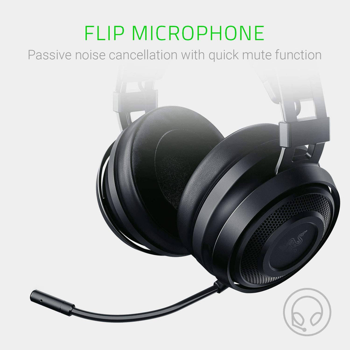 Razer Nari Essential Wireless 7.1 Surround Sound Gaming Headset: THX Spatial Audio - Diadema de ajuste automático y copas giratorias - Ajuste automático - Micrófono plegable - solo para PC, PS4, PS5 - Negro