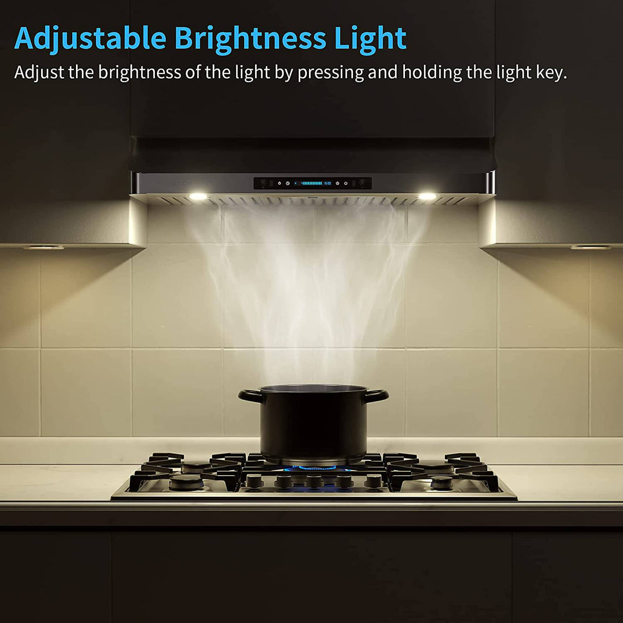 IKTCH Campana extractora para debajo del gabinete de 30 pulgadas con 900-CFM, sensor de gestos de 4 velocidades y panel de control táctil, ventilación de cocina de acero inoxidable con 2 filtros deflectores (IKC01-30) - DIGVICE MX