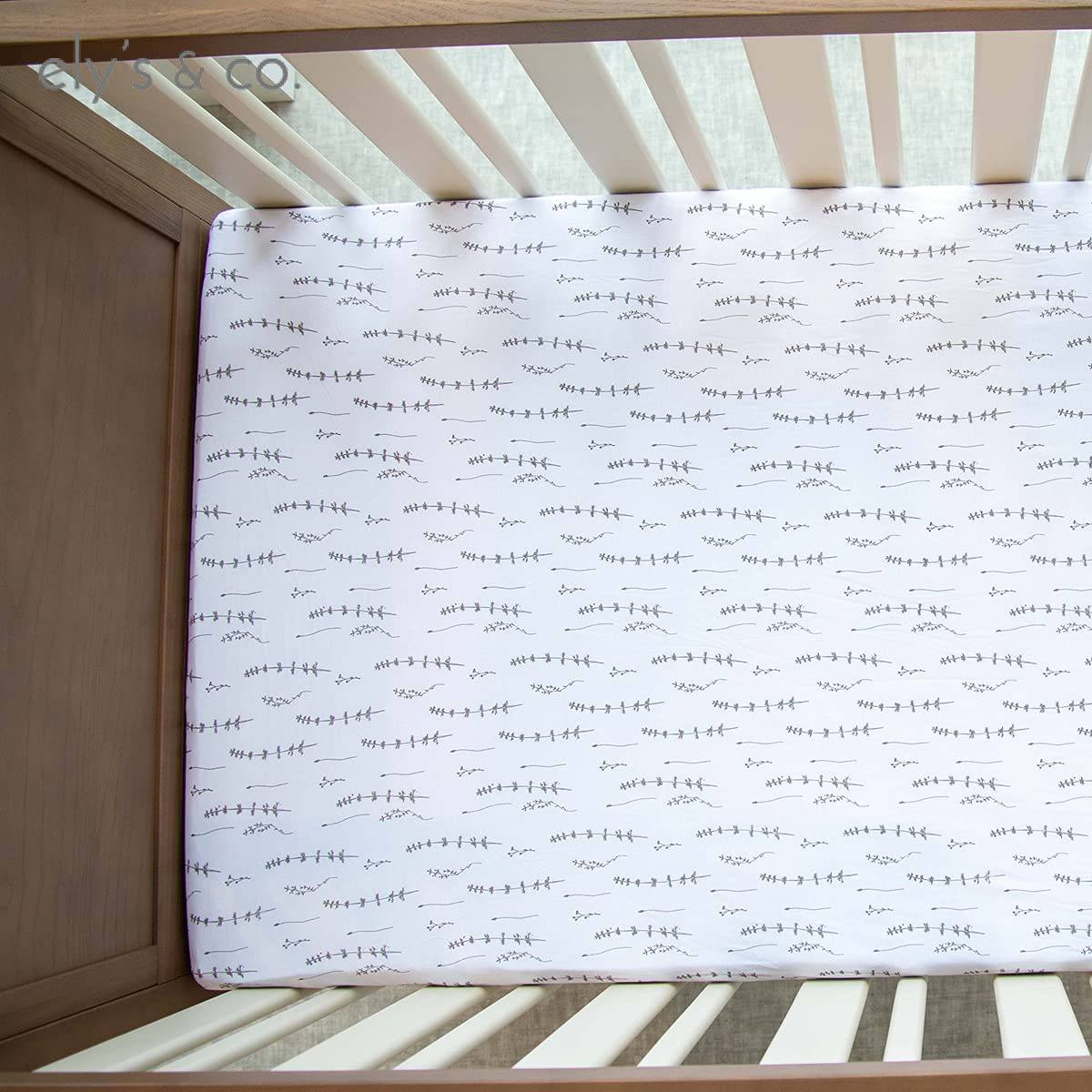 Ely's & Co - Juego de sábanas Pack n Play, 100 % algodón de punto, color gris bosque floral y hojas - DIGVICE MX