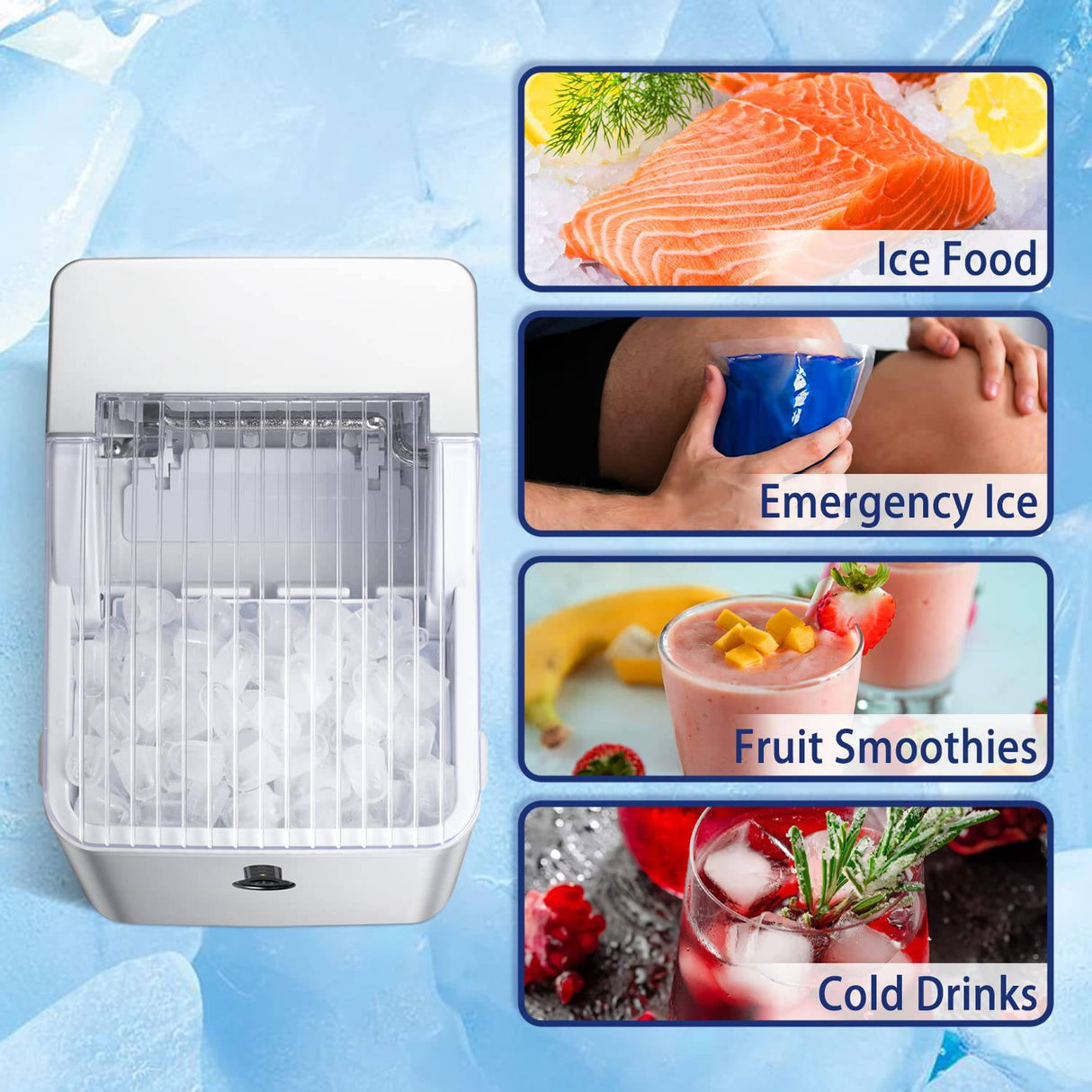 ZAFRO - Máquina para hacer hielo en la encimera, compacta y portátil con cuchara para hielo y cesta, de 26 libras/24 horas - DIGVICE MX