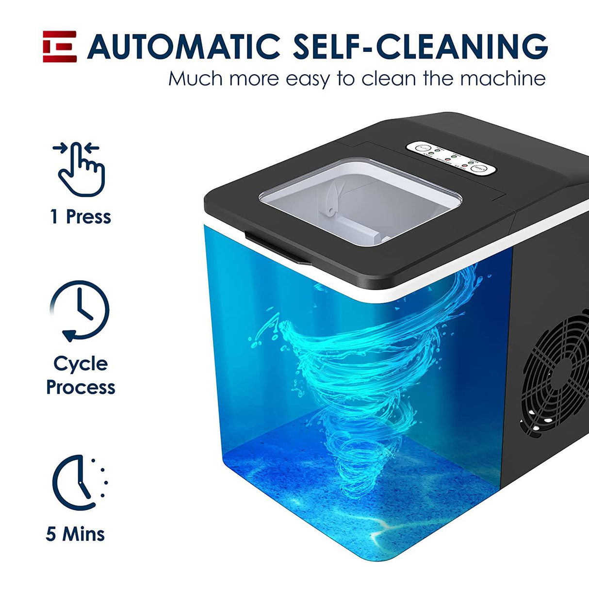 Euhomy Ice Maker Machine Countertop, 26 lbs/24H, 9 cubos listos en 6 minutos, máquina de hielo eléctrica autolimpiante, máquina de hielo portátil compacta con pala de hielo y cesta - DIGVICE MX