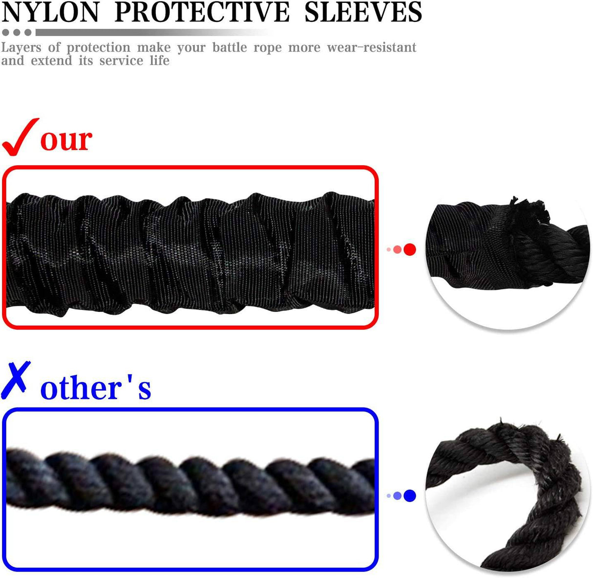 Brobantle - Cuerdas de batalla Cuerda de saltar Cuerda de batalla para entrenamiento de ejercicio