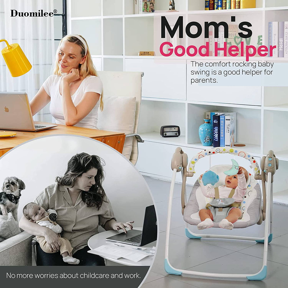 DUOMILEE - Columpio portátil relajante para bebés, eléctrico para bebés con caja de vibración de música inteligente, Resistencia de carga de la mecedora cómoda: 6-25 lb, Objeto aplicable: 0-9 meses para bebés. - DIGVICE MX