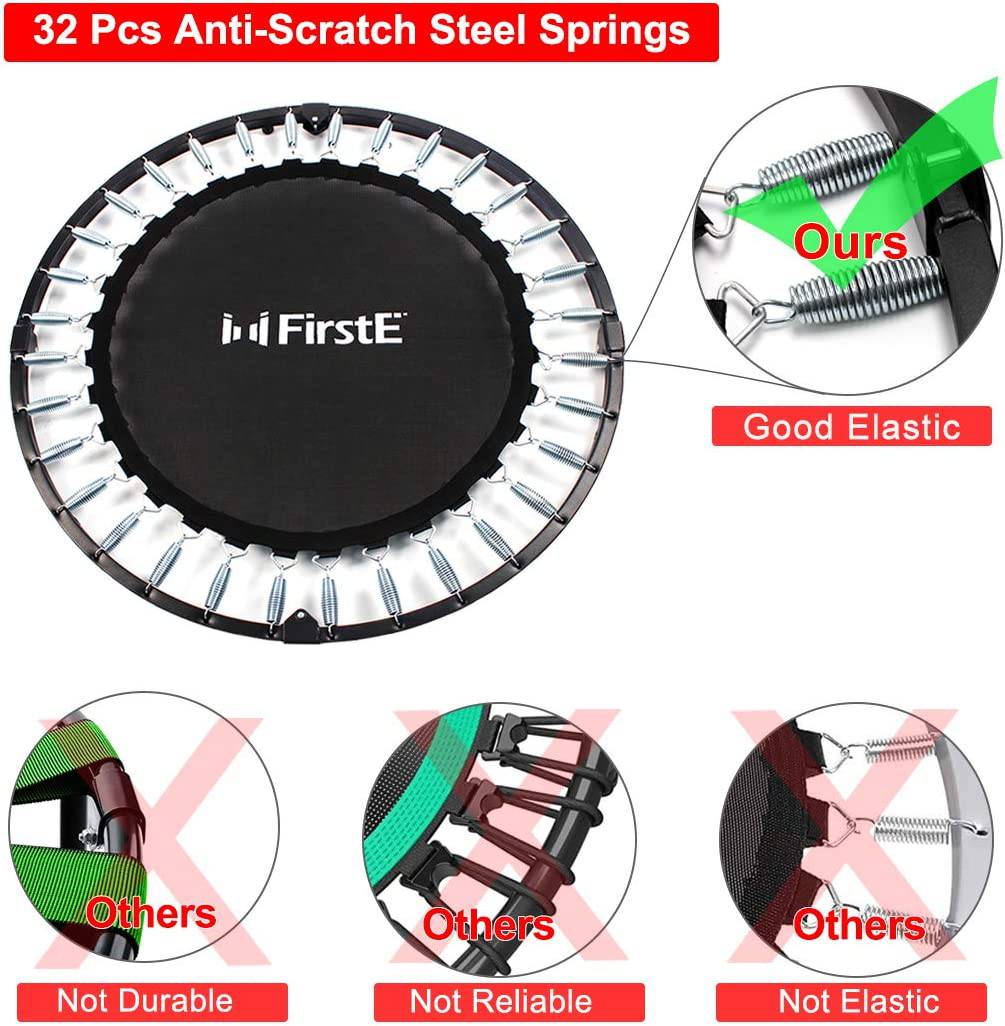 FirstE - Trampolin de fitness plegables de 40 pulgadas, reboteador recreativo para trampolín de salto Excersize para niños y adultos en interiores y exteriores, carga máxima de 330 libras
