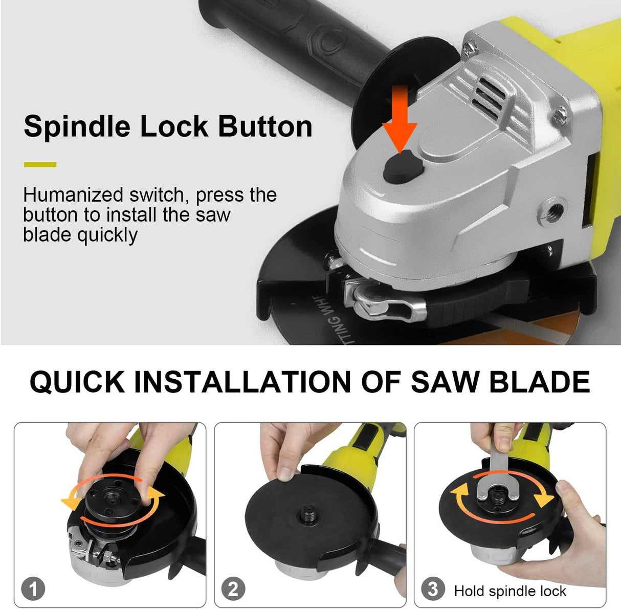 DEWINNER Amoladora angular inalámbrica de 20 V, 4 ½", 8500 RPM con batería de iones de litio de 3.0 Ah y cargador rápido, manija auxiliar ajustable de 2 posiciones, freno eléctrico, 1 ruedas de corte, 1 ruedas de amolar - DIGVICE MX