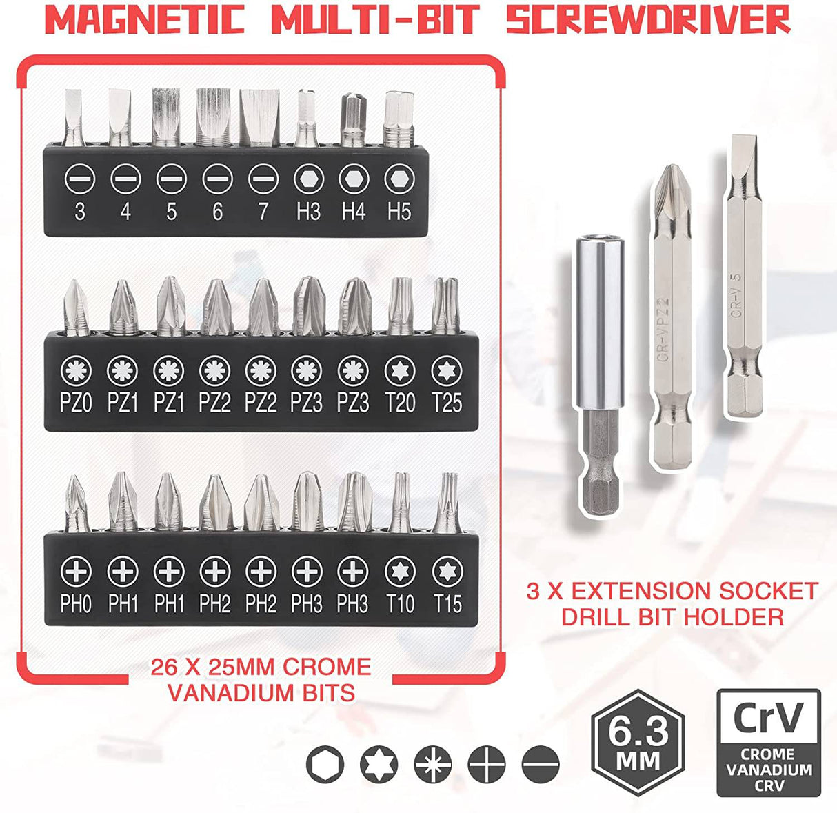 Beaspire Kit de destornillador inalámbrico multifunción 5 en 1, destornillador eléctrico magnético recargable eléctrico de 4 V 1,5 Ah, con 26 puntas de destornillador y extensión de broca, accesorio y bolsa de transporte - DIGVICE MX