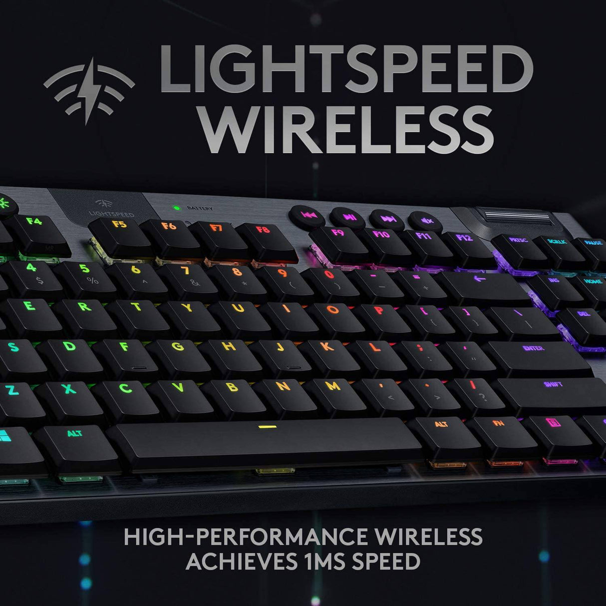 Logitech G915 TKL Tenkeyless Lightspeed Wireless RGB Teclado mecánico para juegos, opciones de interruptor de perfil bajo, LIGHTSYNC RGB, soporte inalámbrico avanzado y Bluetooth - Clicky, negro