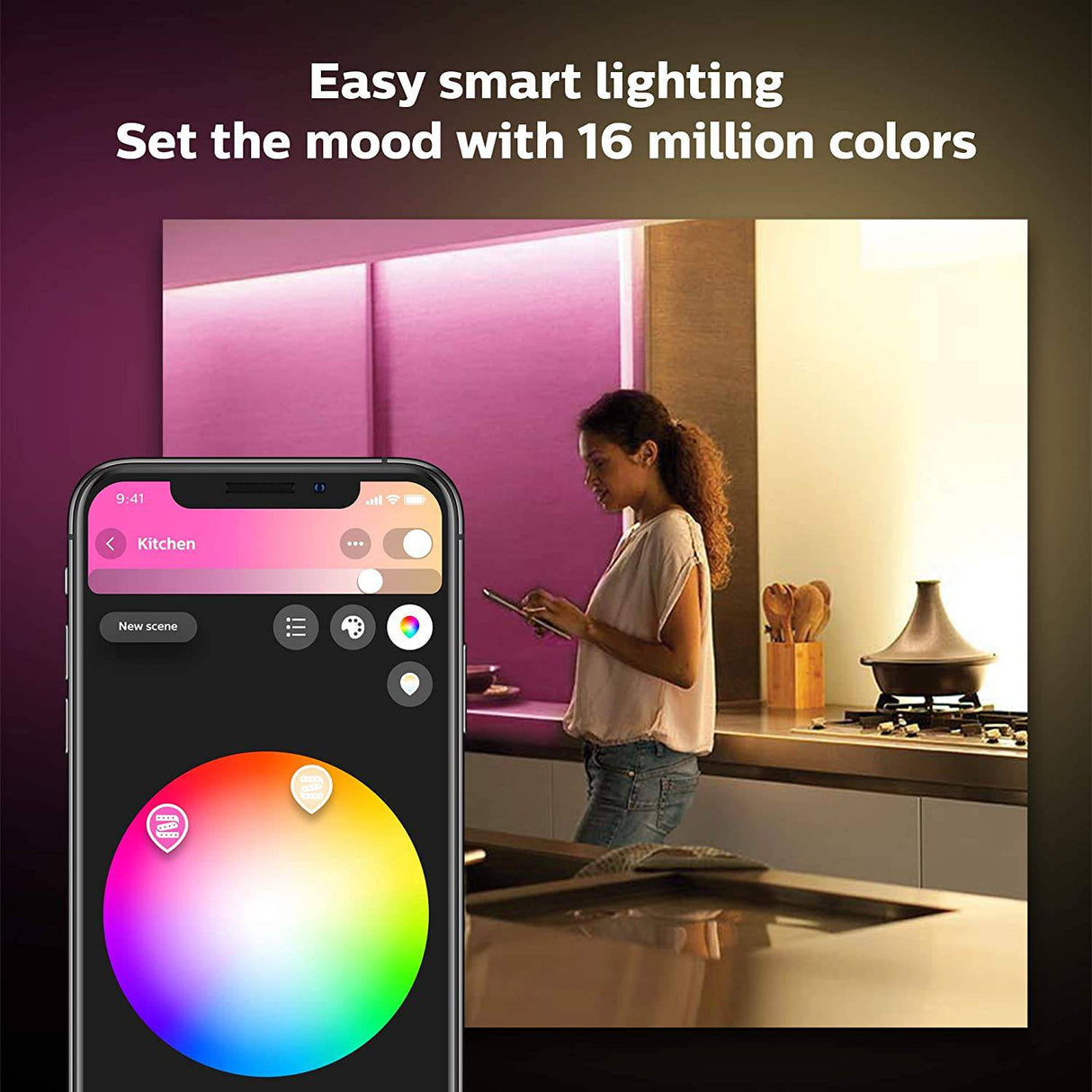Philips Hue Bluetooth Smart Lightstrip Plus Kit base de 2 m/6 pies con enchufe, (Voz compatible con Amazon Alexa, Apple Homekit y Google Home) - DIGVICE MX