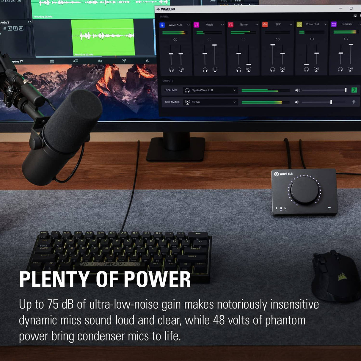 Elgato Wave XLR - Mezclador de audio y preamplificador de 75 db para micrófono XLR a USB-C, interfaz de control con alimentación fantasma de 48 V, Tap-to-Mute, software de mezcla digital para transmisión, grabación, podcasting