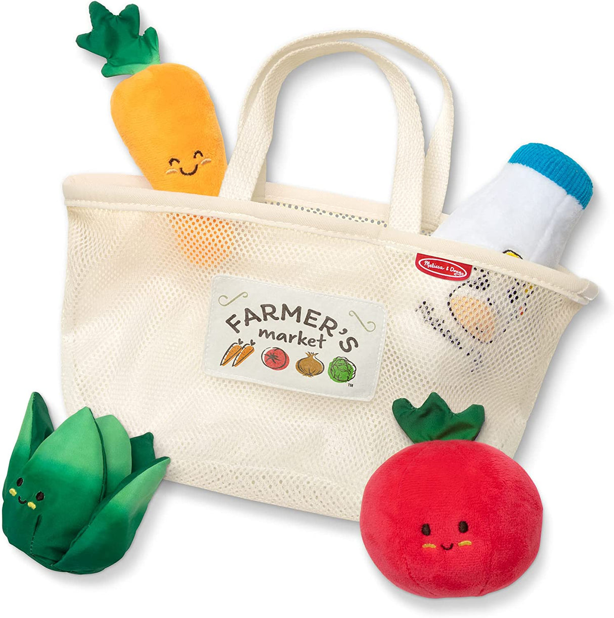 Melissa & Doug Juguete multisensorial para llenar y derramar cestas de mercado: menús de comida para jugar - 30730