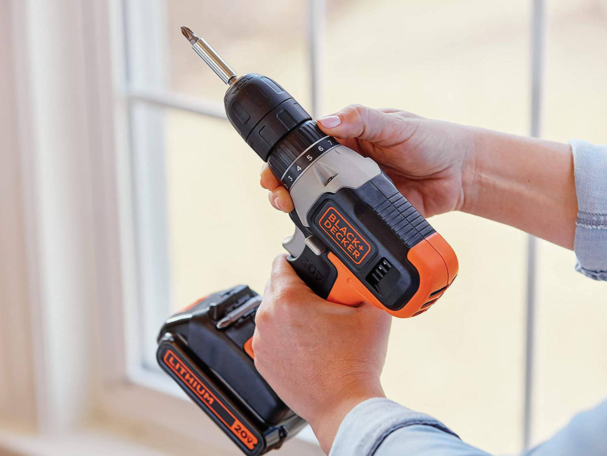 BLACK+DECKER 20V MAX* Taladro inalámbrico, inalámbrico (BCD702C1) - DIGVICE MX