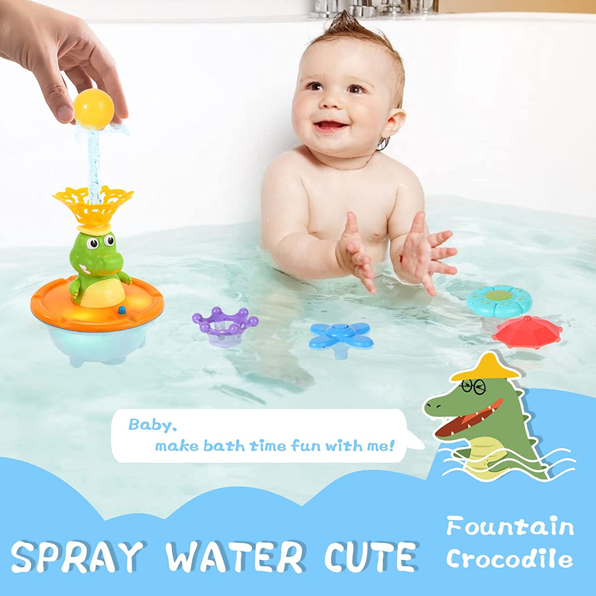 UOYHXQ Juguetes de baño para bebés, 5 modos Cocodrilo Juguete de baño de agua con rociador automático - B09WTS6Z8Z