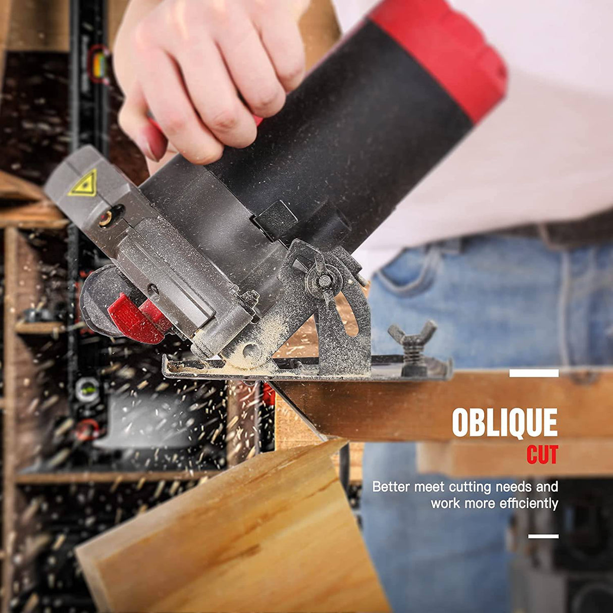 Sierra circular Grifucher con guía láser, sierra circular con cable de 5000 RPM con 2 hojas de 7-1/2'' (24 T y 40 T), 1500 W/12 A Profundidad máxima de corte de 2-5/8" (90°) a 1-7 /10”(45°), ideal para cortes de troncos de madera - DIGVICE MX