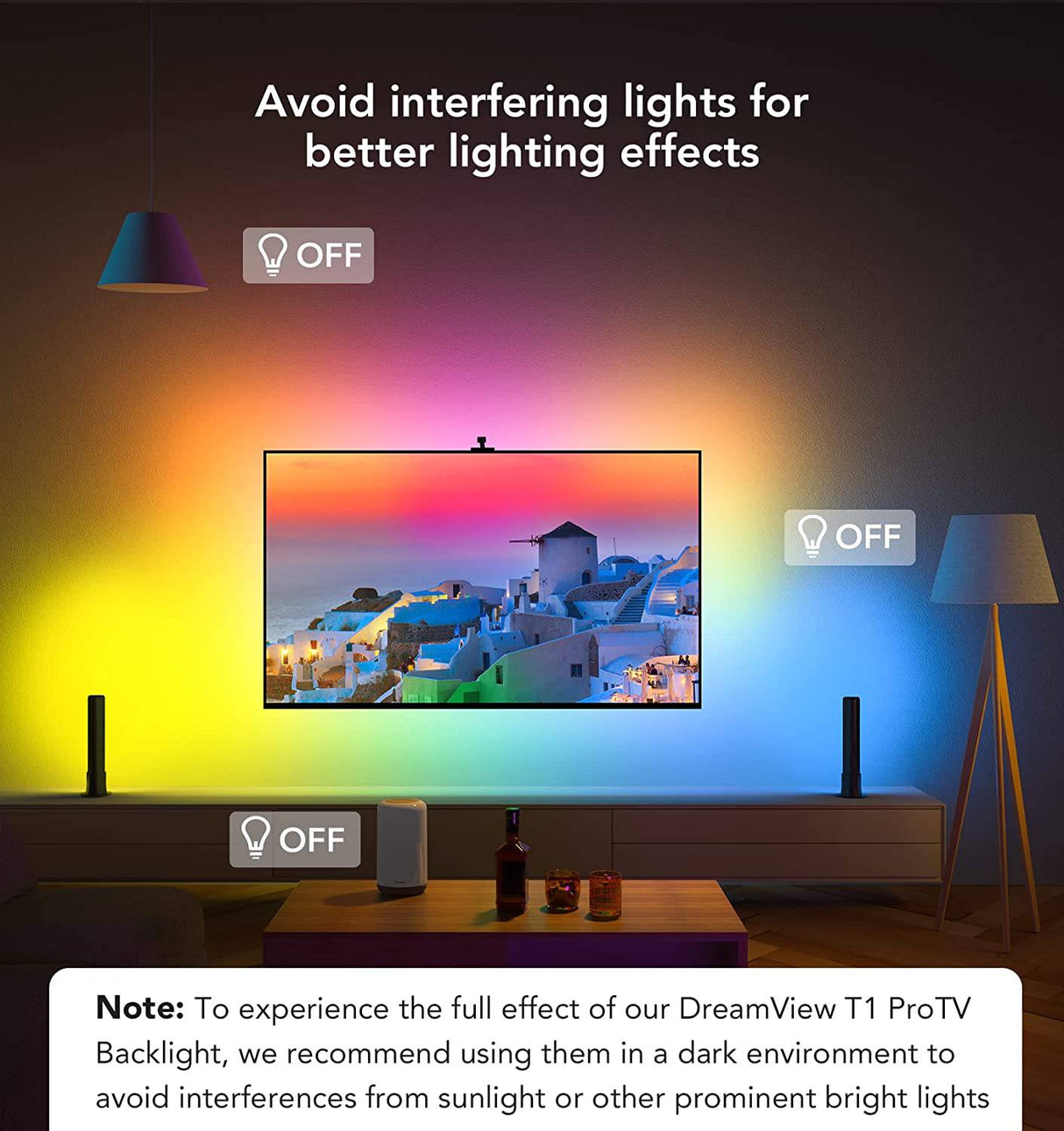 Govee Tira de luces LED y barras de luz con cámara, luces LED Smart Wi-Fi RGBIC DreamView T1 Pro para TV (55-65 pulgadas), sincronización de video y música, retroiluminación de TV para juegos y películas, funciona con Alexa y Google Home - DIGVICE MX