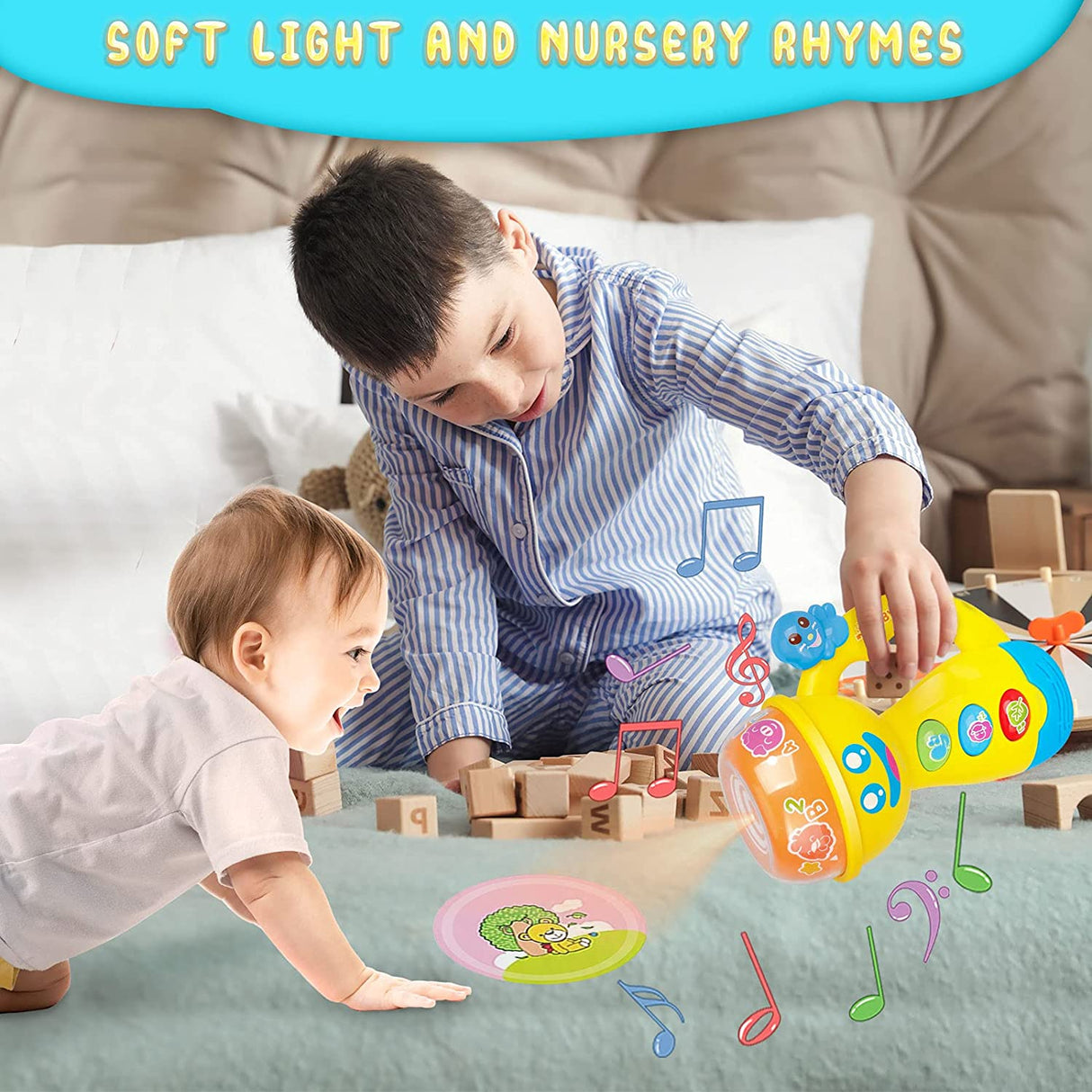 HISTOYE - Linterna musical para niños, juguetes para niños pequeños, proyector de luz nocturna - B096FS9G1Y