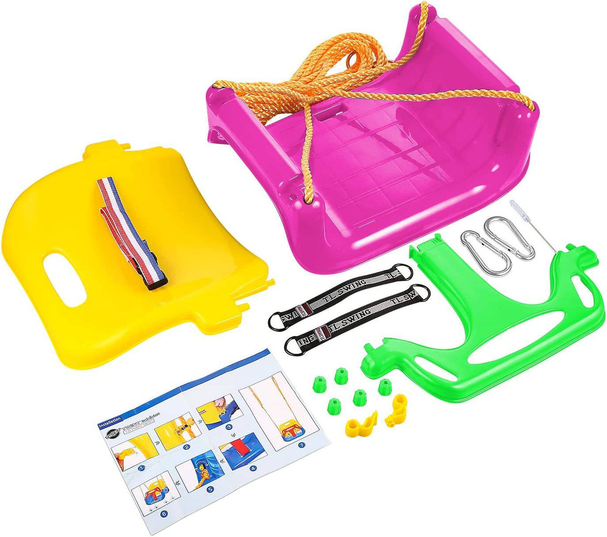 ANCHEER Asiento columpio 3 en 1 para niños de 6 meses en adelante, asiento columpio antideslizante y desmontable para niños y adolescentes para patio de juegos al aire libre, rosa - DIGVICE MX