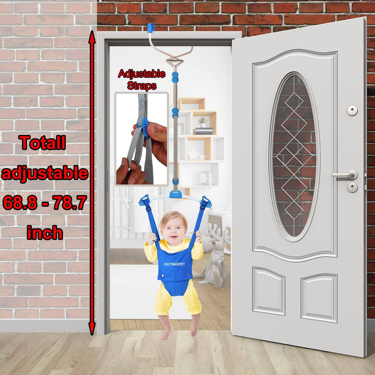 OUTINGPET Doorway Jumper Swing Bumper Jumper Ejercitador con abrazadera de puerta Correa ajustable para niños pequeños de 6 a 24 meses - DIGVICE MX
