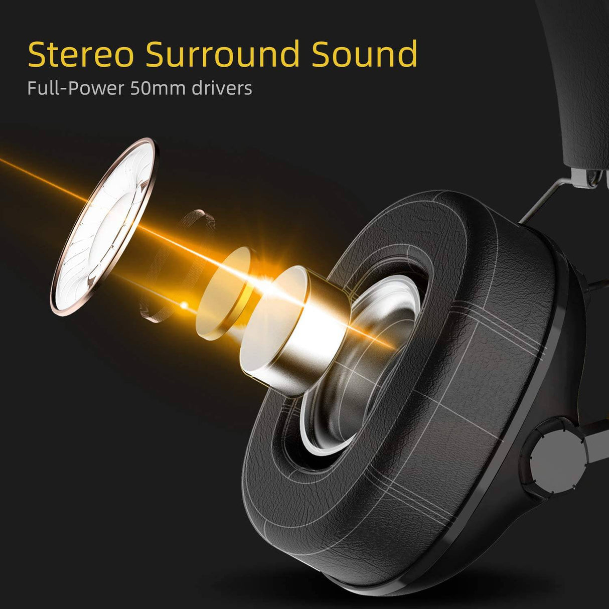 SENZER SG500 Surround Sound Pro Gaming Headset con micrófono con cancelación de ruido - Almohadillas de espuma viscoelástica desmontables - Auriculares plegables portátiles para PC, PS4, PS5, Xbox One, Switch