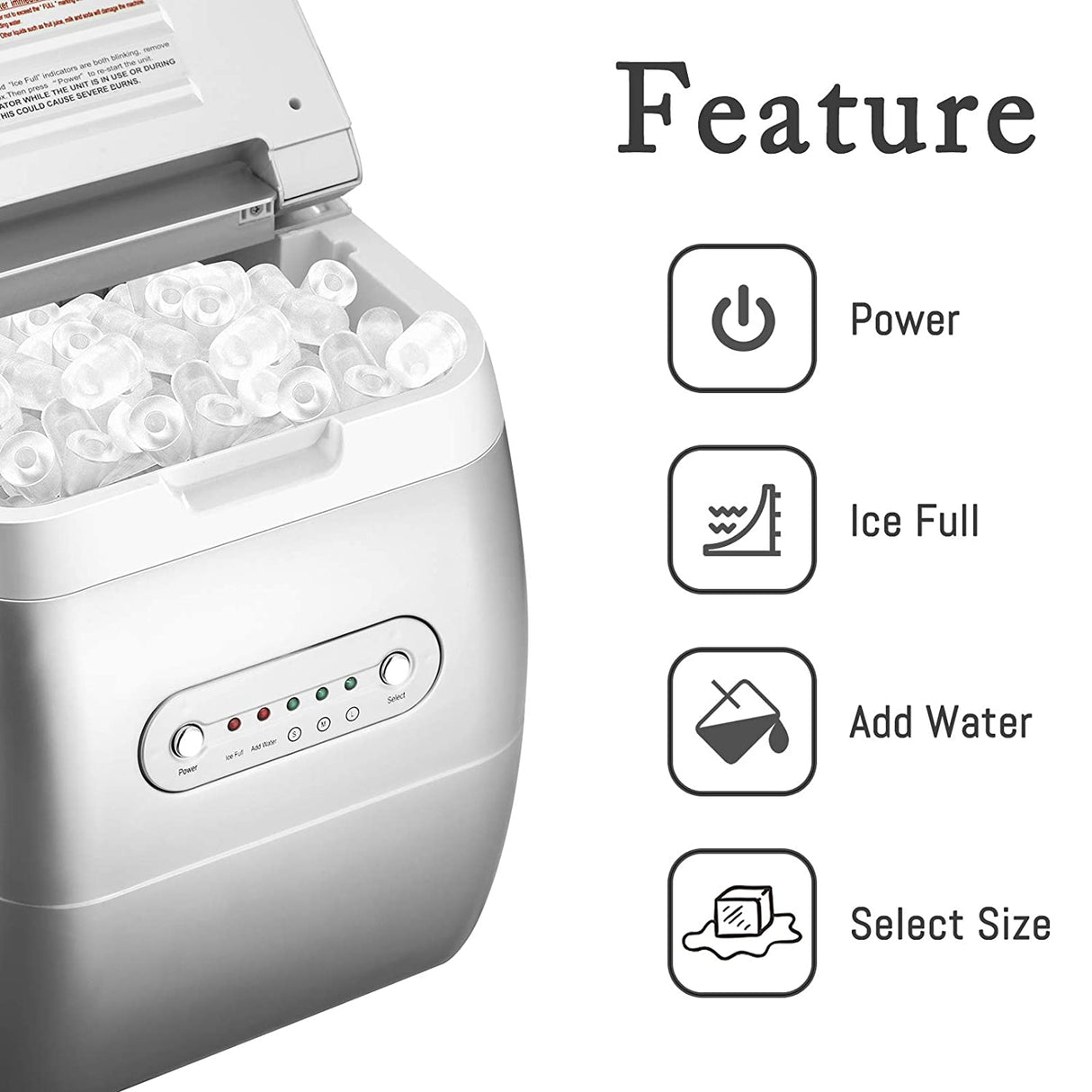 HAILANG Máquina portátil para hacer hielo para encimera, 3 tamaños de hielo en forma de bala, 9 cubitos de hielo listos en 7 minutos - DIGVICE MX