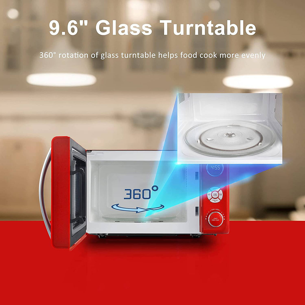 Galanz GLCMKA07RDR-07 Horno de microondas, iluminación LED, diseño de tirador, bloqueo para niños, rojo retro, 0.7 pies cúbicos - DIGVICE MX