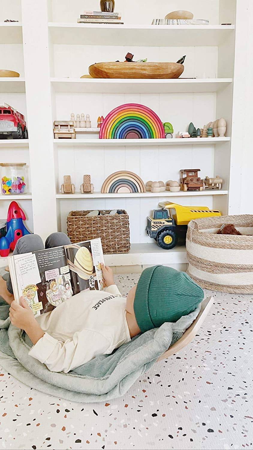 Yay Mats Alfombra de juegos para bebé extra grande y elegante. Espuma suave, gruesa y no tóxica cubre baldosas expandibles de 6 pies x 4 pies con bordes Tapete de juegos para bebés y niños Tapete para el tiempo boca abajo - DIGVICE MX