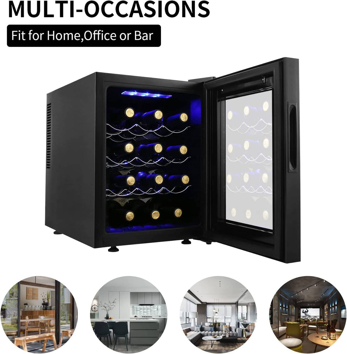 VEHIPA - Refrigerador de vino de 12 botellas, mini refrigerador de vino compacto con control de temperatura digital, enfriador termoeléctrico de funcionamiento silencioso, bodega independiente para vino. - DIGVICE MX