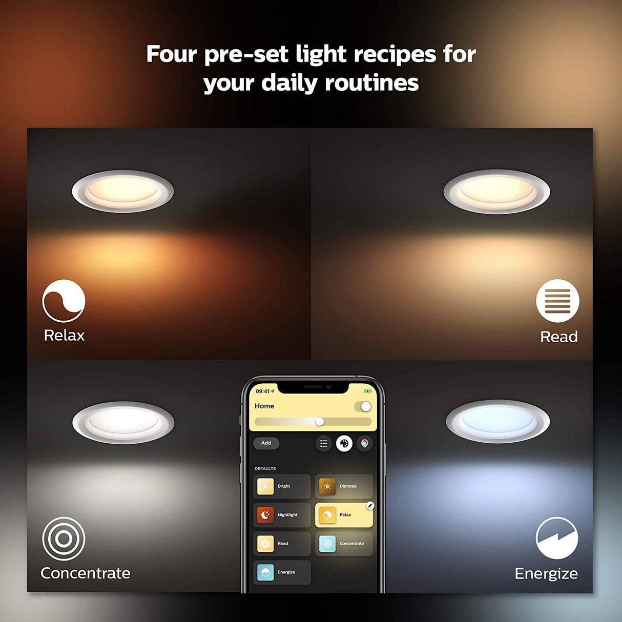 Philips Hue White & Color Ambiance Paquete de 4 luces empotradas Smart Retrofit de 5/6", compatible con Bluetooth y Zigbee (Hue Hub opcional), iluminación de techo inteligente - DIGVICE MX