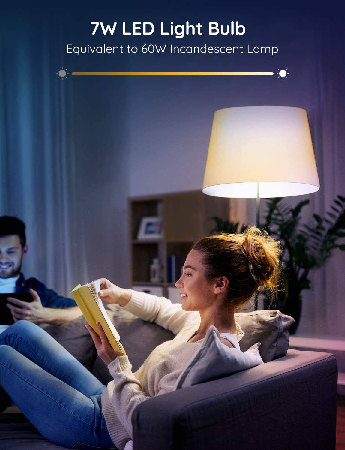 Govee Bombillas LED inteligentes, bombillas Bluetooth, bombillas RGBWW que cambian de color con control de aplicación, A19, E26, sincronización de música y 8 modos de escena para sala de estar, dormitorio, fiesta, 1 paquete (no compatible con WiFi) - DIGVICE MX