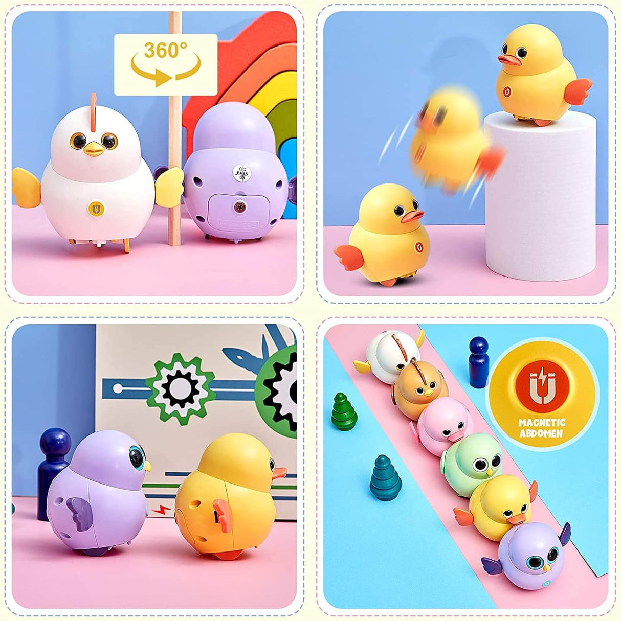 YONGSHUO Baby Electric Walking Animal Team Chick, Ducks, Owl, Funny Magnetic Swinging Squad Juguetes para niños- B08Z7NBVC6
