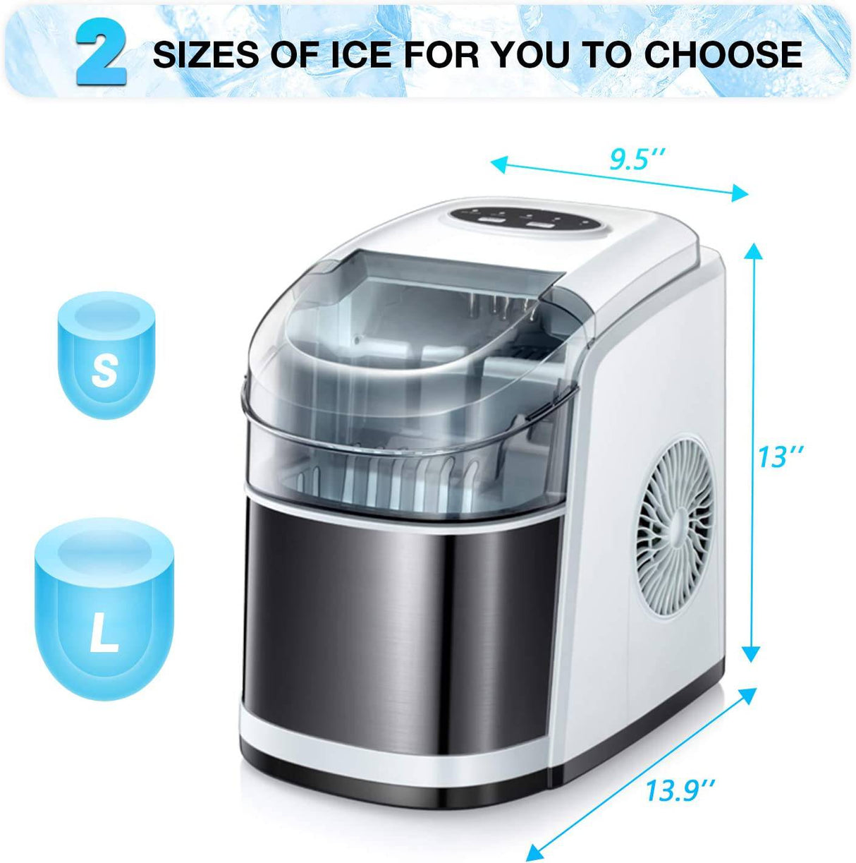 R.W.FLAME - Máquina para hacer hielo para encimera, máquina para hacer cubitos de hielo portátil con autolimpieza, máquina para hacer hielo automática compacta de 26LBS/24H, - DIGVICE MX